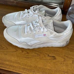 Reebok’s white sneakers